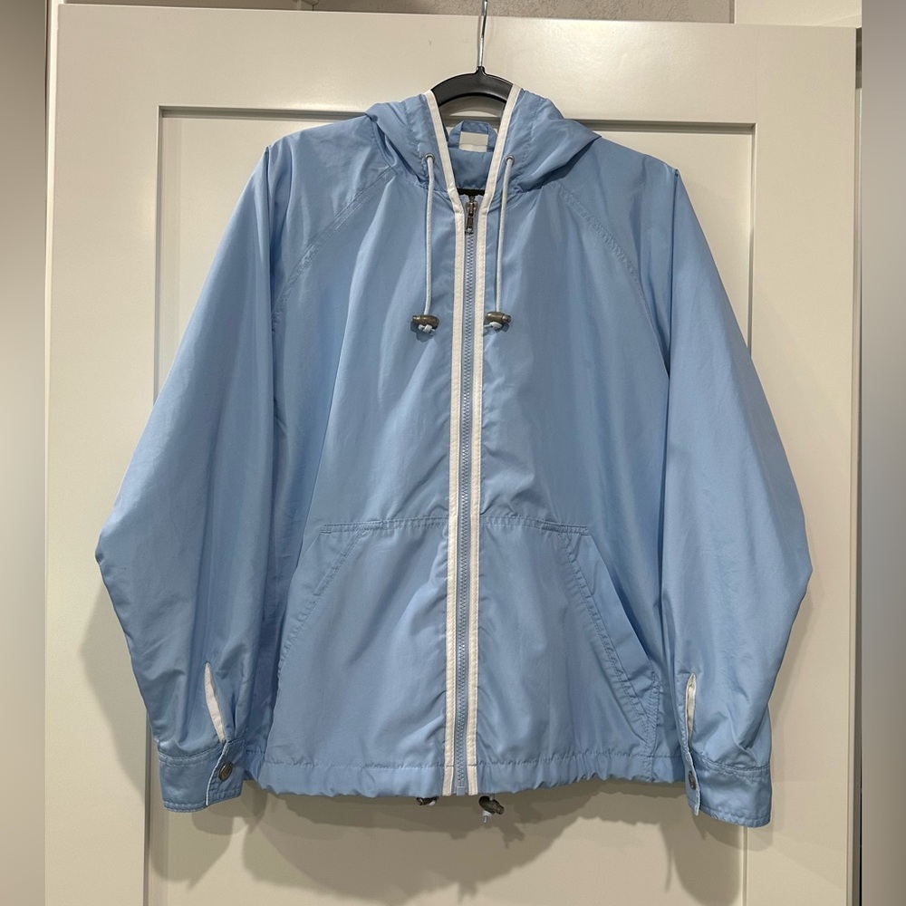 Eddie Bauer Jacket with Hood Inside Lining Front Pockets Medium Blue
